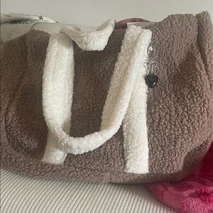 Cozy Brown and Cream Sherpa Tote Bag